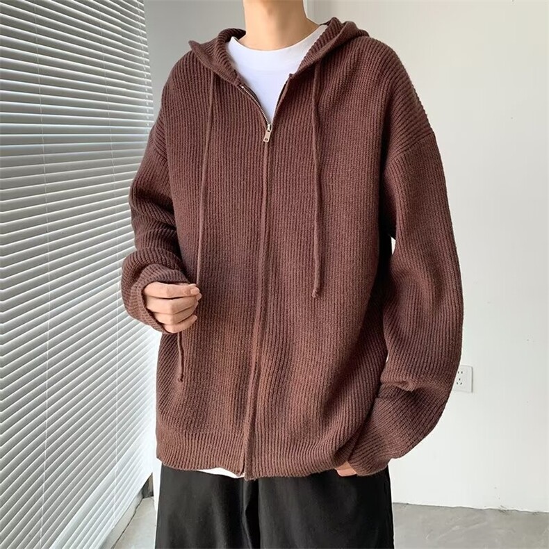 美式复古开衫毛衣外套男秋冬季潮牌慵懒风百搭拉链线衣,男装针织衫/毛衣,星座410-7
