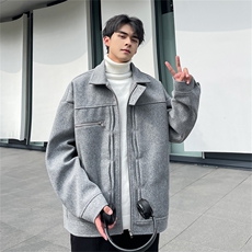 N8182/P100秋冬新款高街vibe美式外套飞行员夹克呢料外套呢大衣，男装毛呢大衣，电商A141