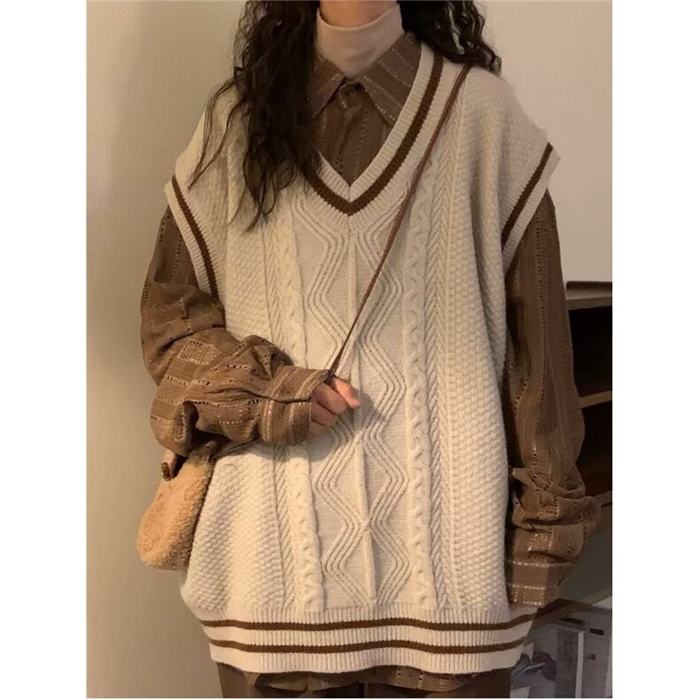无袖套头单件新款胖MM大码秋冬美式v领针织衫中长款甜美MY0146,男装针织衫/毛衣,星座516A