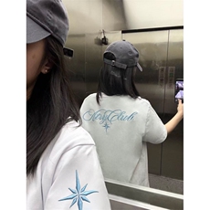 潮牌北极星刺绣美式高街t恤男女秋2026新款宽松小众情侣上衣，男装T恤，四季星座505