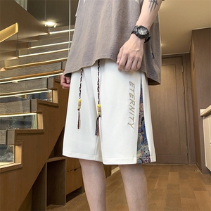 港风刺绣休闲裤高街五分裤宽松直通短裤DK127 P32图片