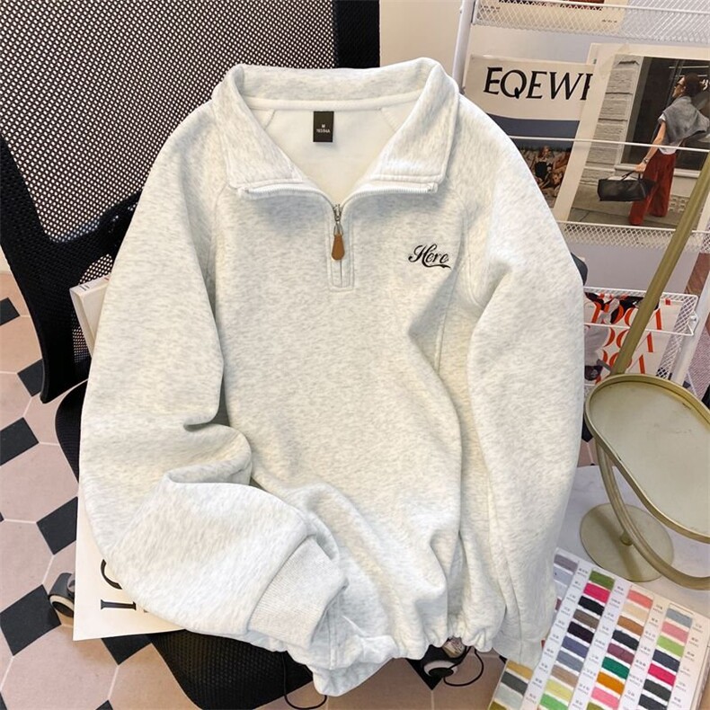 5575-P57潮牌小众设计感立领纯棉华棉复合休闲卫衣加绒，女装卫衣/绒衫，星座617A-2