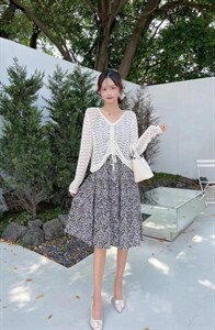 秋季碎花两件套连衣裙图片