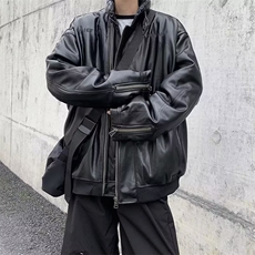 A956P95秋冬加厚外套皮衣皮夹克机车防分上衣青年男生外套，男装夹克，星座512-6