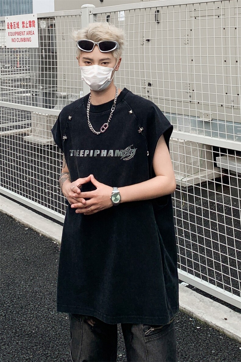 洗水做旧无袖T恤美式夏季坎肩男装背心/马甲XZ514-2-202435-P58,男装背心/马甲,星座514-2(原B239)