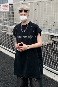 洗水做旧无袖T恤 美式夏季坎肩 男装背心/马甲XZ514-2-202435-P58图片