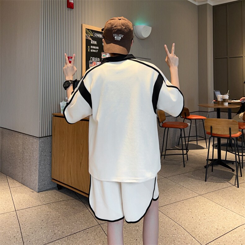 2024夏季潮牌休闲运动套装POLO衫T恤韩版搭配短裤两件套TZ06-P55,男装休闲套装,星座313A-2