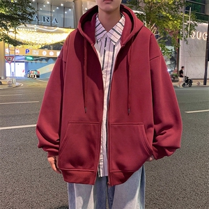 H172P65加绒70重磅连帽宽松卫衣棉质男春秋季美式潮牌休闲拉链图片