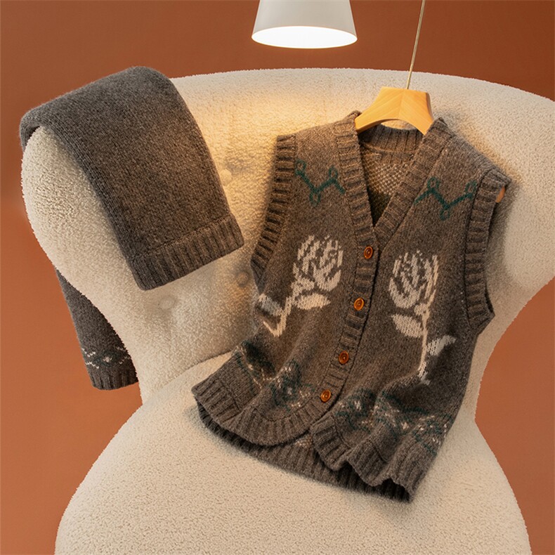 2025年秋季提花V领马甲，女装马甲，盛世绒华