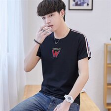 小宝6118夏季圆领短袖t恤男士韩版潮流体恤衫字母T恤上衣夏天，男装T恤，电商D310（原电商305）