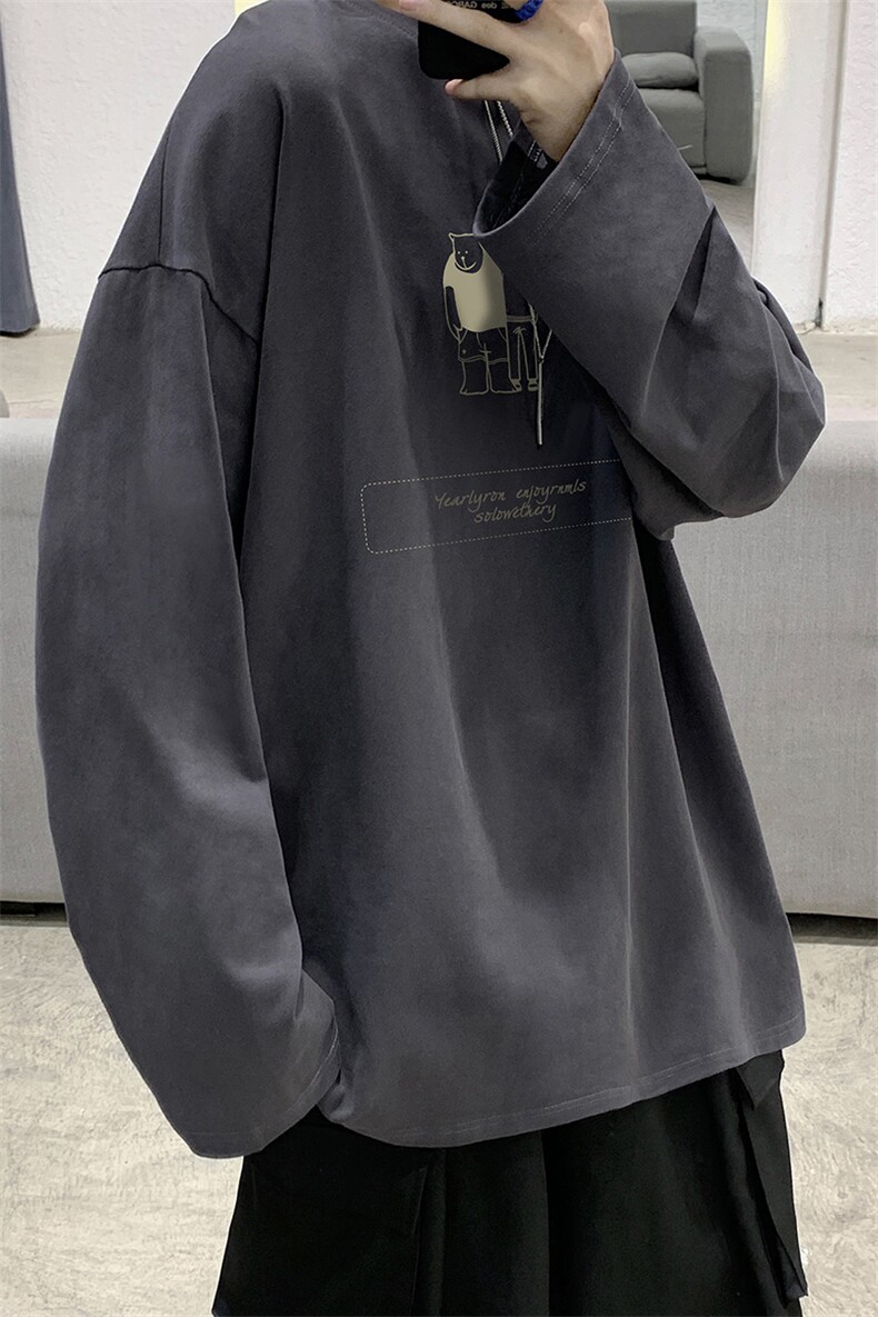 青少年秋季情侣装港风大码T恤纯棉长袖打底衫男NQY676TP25控价38,男装T恤,电商A102-1