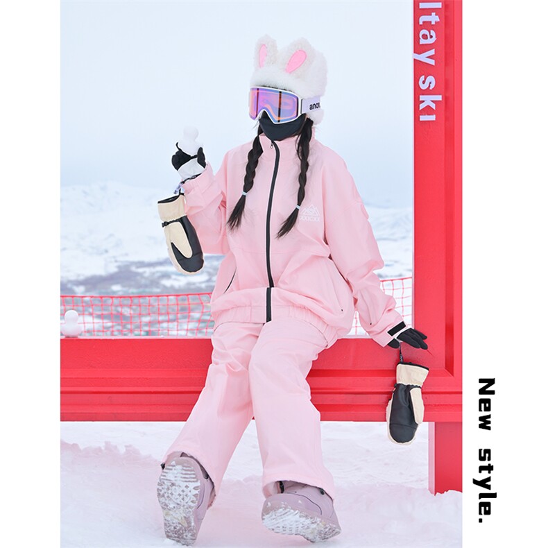 春季多巴胺穿搭俩件套防水滑雪服套装情侣款保暖外套TZ032-P210图片