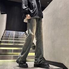 美式复古cleanfit微喇设计感牛仔裤男直筒高街vibe长裤70229-p45，男装牛仔裤，星座1008