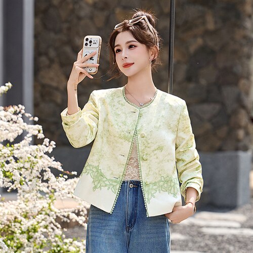 现货现货2026年春季新中式外套，女装短外套，伊仟回