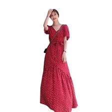 现货！2021夏季新款定制面料红色爱心连衣裙165A-6508-P105-K158，女装连衣裙，浙宝123