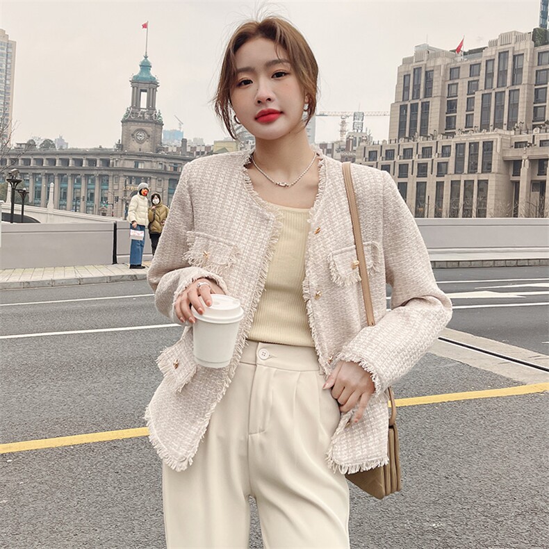 超火好看独特漂亮蓝色小香风短外套女春秋2025气质高级感chic上衣,女装短外套,2C050