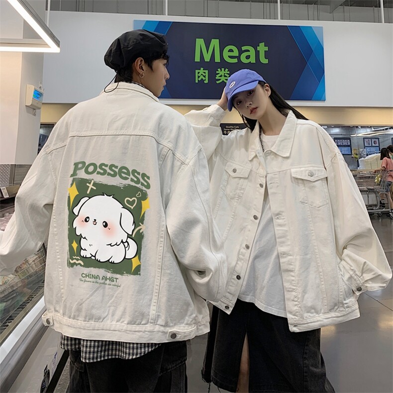 秋季港风大码不一样情侣学生印花牛仔外套男JK565-P6588图片