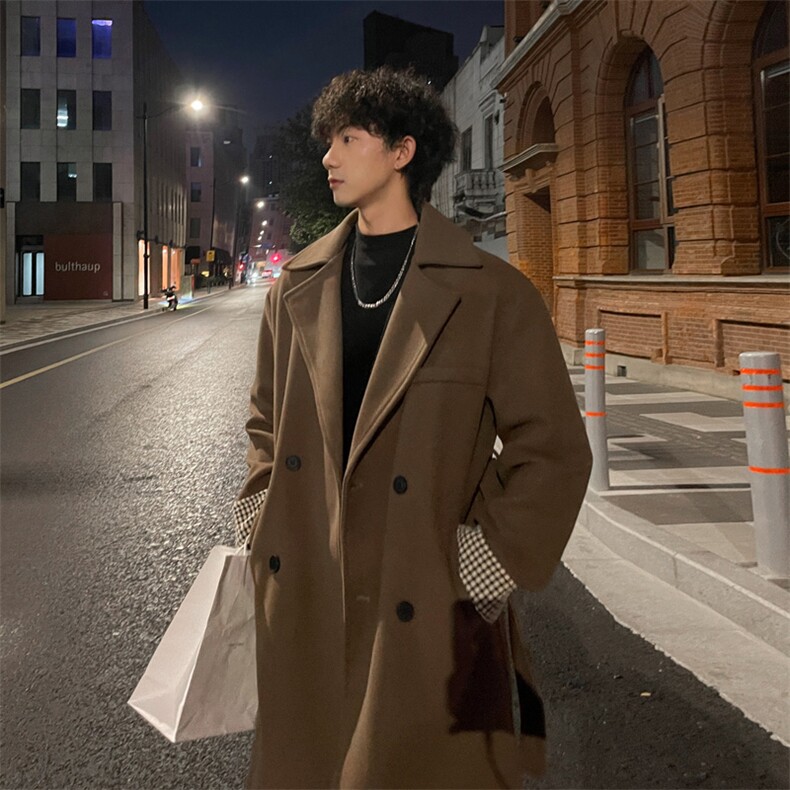 秋冬毛呢大衣男潮复古休闲风衣宽松中长外套MN00731/P100加棉P110，男装风衣，电商B316