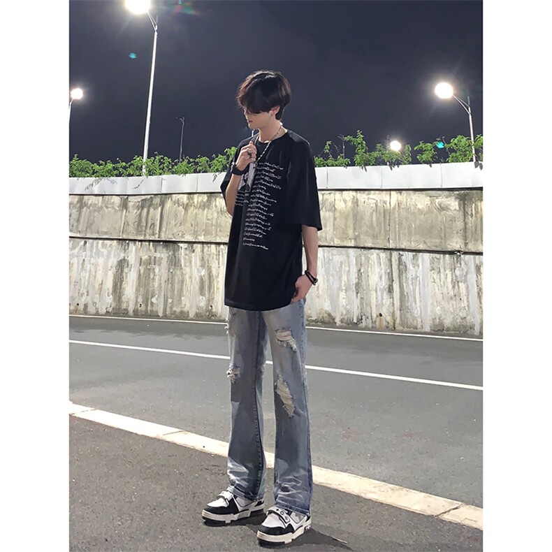 夏季美式高街ins小众破洞牛仔裤货号K755P6578,男装牛仔裤,电商A063