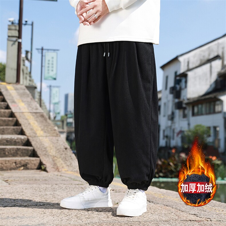 风冬季新款灯芯绒长裤子男束脚裤日系复古大码休闲裤K28-P45,男装休闲裤,星座225-1
