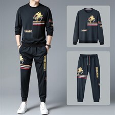 SXL9625秋季2023年新款男士长袖长裤修身休闲时尚卫衣套装P155，男装休闲套装，电商B360
