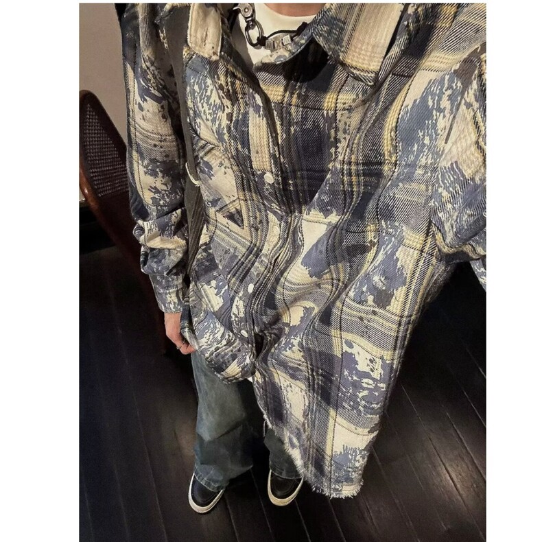 H281-P32美式宽松休闲扎染撞色条纹短袖衬衫,男装T恤,电商B323A