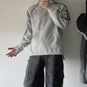 抖音得物高品质二开 25秋冬美式高街重磅结构织带高领立领卫衣W66图片