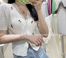 现货 刺绣菠萝针织小衫,其它,东町