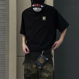 抖音得物品质夏季美式高街220克宽松纯棉潮牌印花短袖T恤MT30特15图片