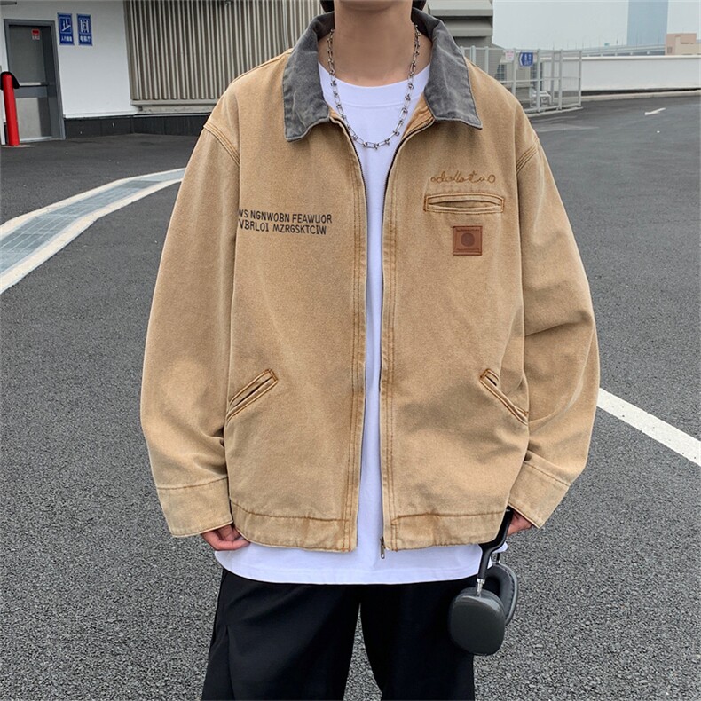 F370 P80 男生秋装新中式潮牛仔外套男复古宽松水洗做图片
