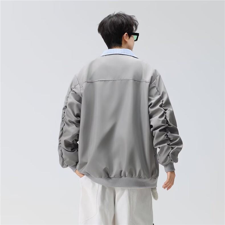 网图现货男款假两件外套男春秋美式复古绣花外套夹克RW6515-P68,男装夹克,星座1005-4