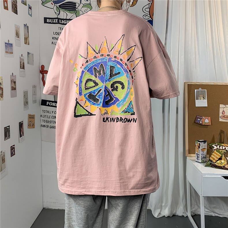 2021港风圆领青春休闲大码运动日系原宿潮流男士短袖宽松7800F35，男装T恤，星座227-7