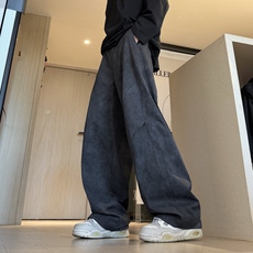 网图扎染脏脏裤美式复古直筒休闲宽松百搭长裤K2637-P50，男装休闲裤，星座1213