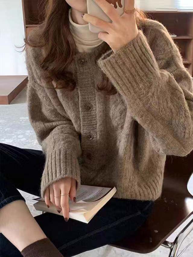 短款毛衣开衫女早秋装新款韩版宽松外搭披肩外套图片