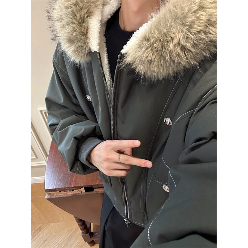517A-8-Y92-P88毛领可拆卸加棉毛绒内胆高品质派克服情侣棉衣外套,男装棉衣,星座517A-8（原B282）