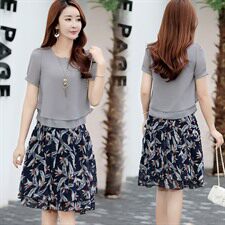 雪纺碎花中长款连衣裙两件套女2022春夏新款时尚宽松气质裙子套装，女装套装/套裙，琦鑫阁（原依鑫阁）