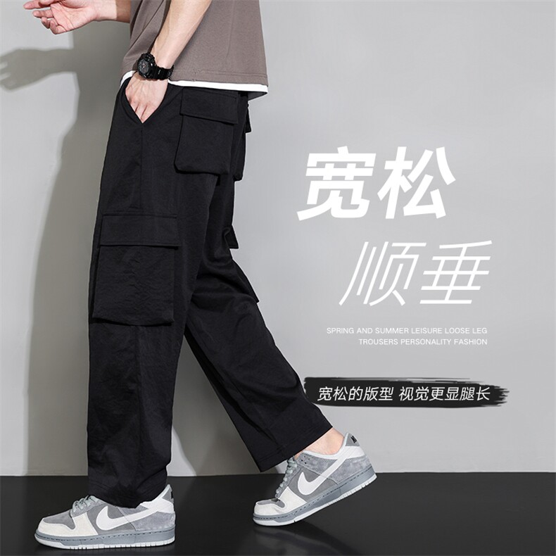 春夏新款工装休闲裤男宽松阔腿裤直筒裤CK2318-P50图片