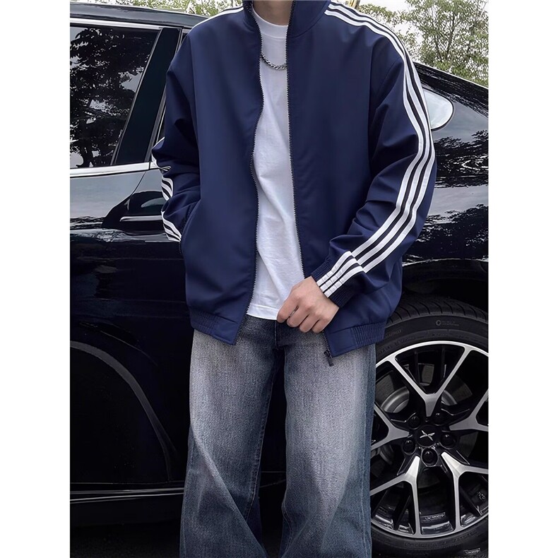 W10660-P55网图现货新款立领三条杠冲锋衣外套棒球服,男装夹克,星座1608