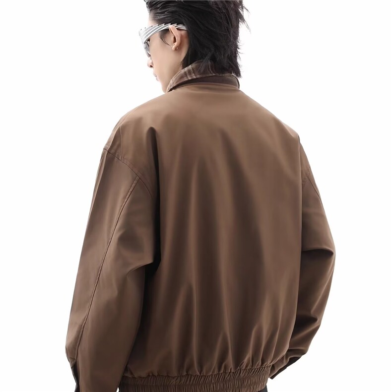 J643-P65高级感格子外套男款假两件夹克立体口袋男装上衣,男装夹克,电商B323A