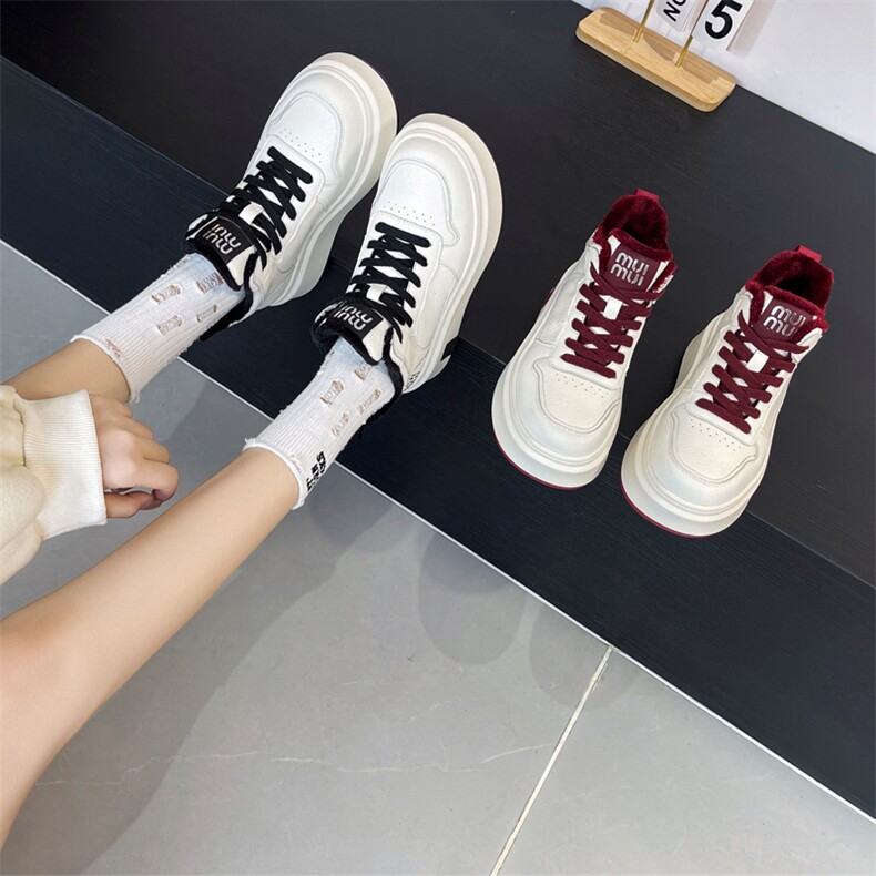厚底高帮小白鞋女2024新款秋冬加绒运动休闲板鞋潮增高鞋,女鞋休闲鞋,电商A223