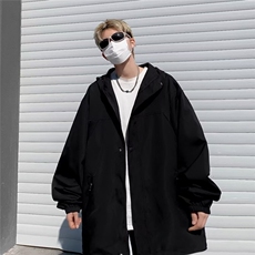 黑色机能冲锋衣外套男春秋季休闲宽松户外棒球服连帽工装夹克Q703，男装夹克，星座506