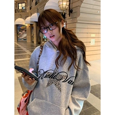 5398-P50原版做工刺绣贴布后包领休闲卫衣薄款/加绒，女装卫衣/绒衫，星座617A-2