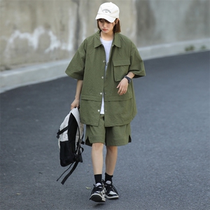 短袖衬衫男新款夏季薄款透气搭配一套短裤宽松翻领衬衣TZ073-P80图片