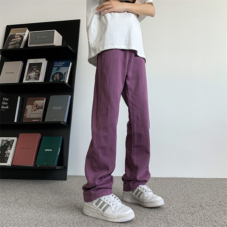 新款美式高街小众嘻哈直筒裤复古百搭情侣牛仔裤男女62355-p45图片