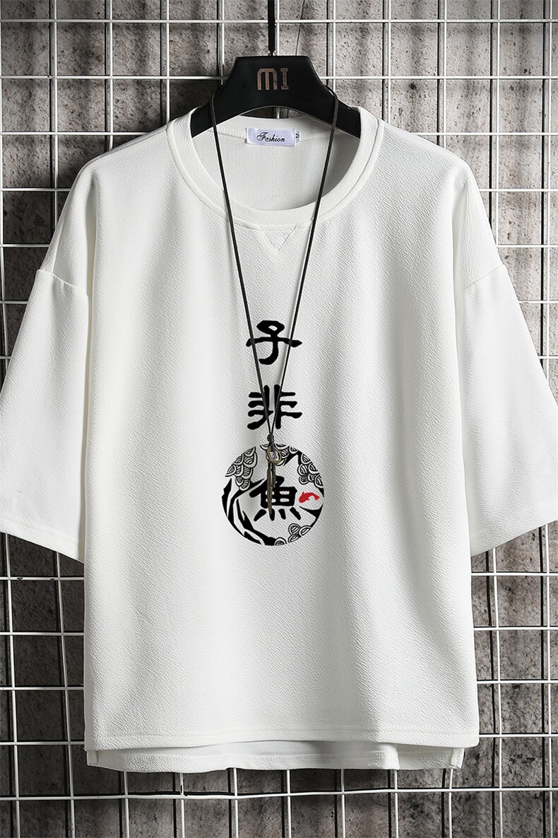 Q11070-P30春夏季七分袖t恤男大码五分袖男短袖中袖网格挂拍,男装T恤,电商A040A