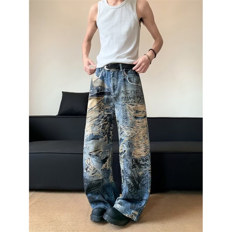 自己图~3D数码印休闲牛仔裤CK722/P60,男装牛仔裤,电商B350