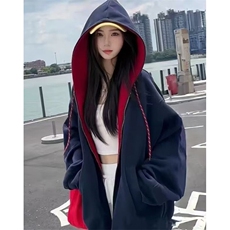 拉链卫衣女春秋季2025新款宽松休闲百搭连帽运动上衣外套W25，女装短外套，星座1116A（原606A-3）