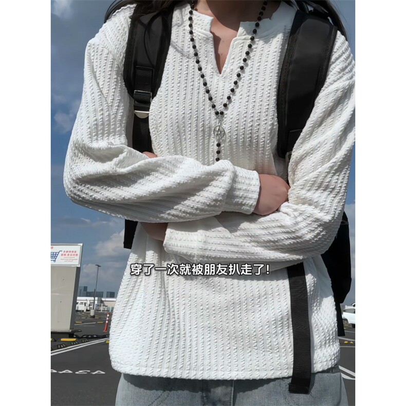 XZ809A/VL01/特P14深度库存量大可谈美式V领肌理感百搭长T卫衣,男装卫衣,星座809A(原222-1)