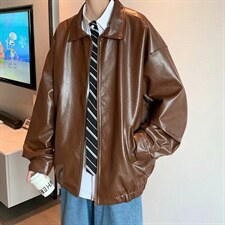 夹克皮衣春秋新款潮流ins潮牌宽松纯色亮面上衣外套W1790-P60，男装夹克，星座512-4