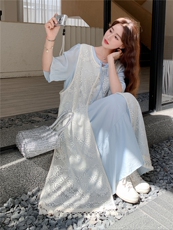 韩版罩衫连衣裙套装女2025夏季新款高级感独特漂亮今年流行两件套，女装套装/套裙，慧尚依恋